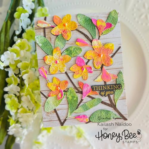 Honey Bee Stamps - Bold Background: Plumeria - Honey Cut