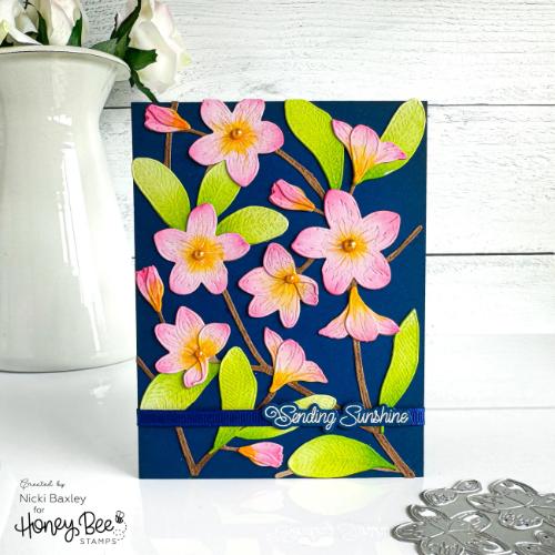 Honey Bee Stamps - Bold Background: Plumeria - Honey Cut
