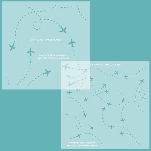 Honey Bee Stamps - Air Traffic - Set of 2 Background 6x6" Stencils