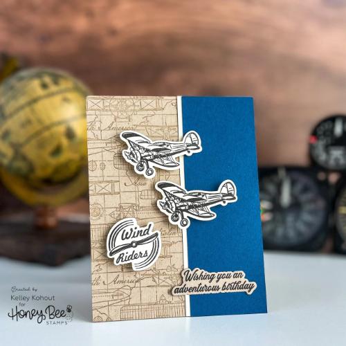 Honey Bee Stamps - Born To Fly - 5x6 Red Rubber Stamp Set