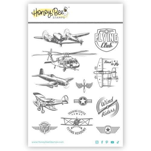 Honey Bee Stamps - Born To Fly - 5x6 Red Rubber Stamp Set