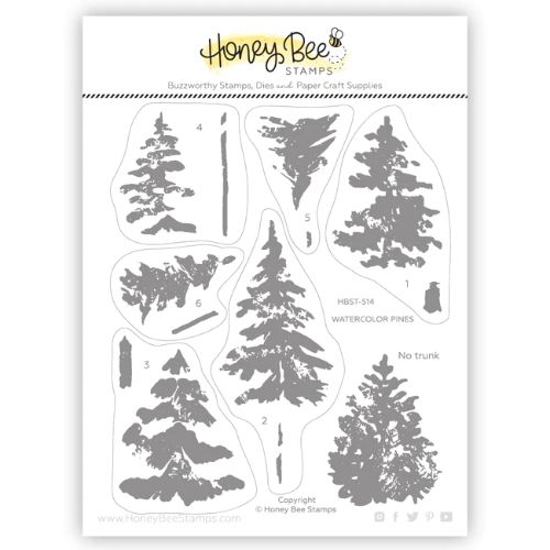 Honey Bee Stamps - Watercolor Pines 5x6 Stamp Set
