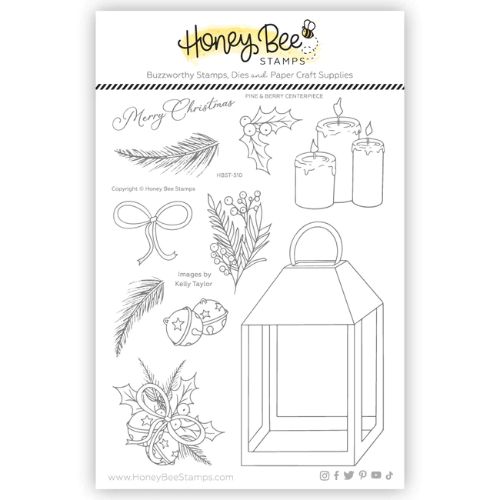 Honey Bee Stamps - Pine & Berry Centerpiece 6x8 Stamp Set