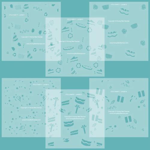Honey Bee Stamps - It's A Party - Set of 6 Coordinating Stencils