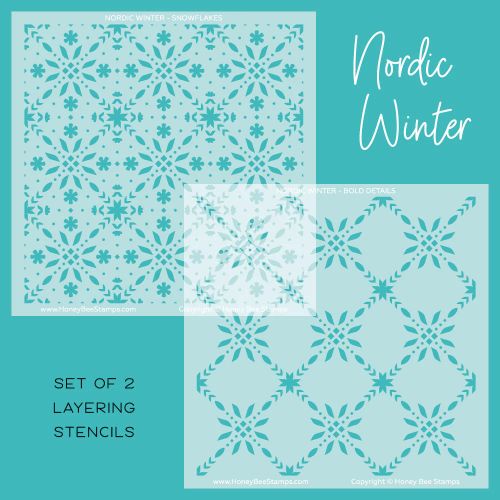Honey Bee Stamps - Nordic Winter - Set of 2 Background Stencils