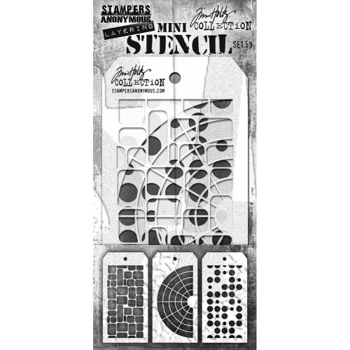 Stampers Anonymous - Set #59 Tim Holtz Layering Mini Stencil (3pcs) (MST059)
