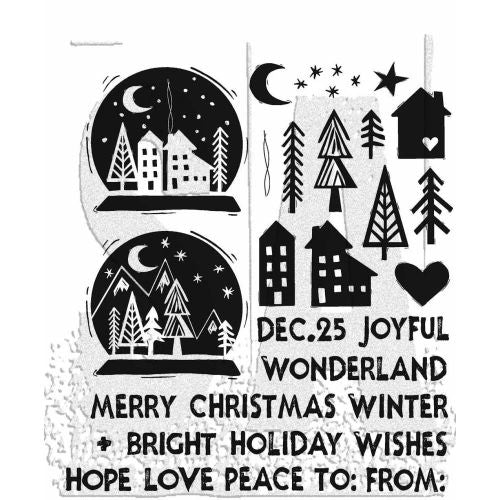Tim Holtz Cling Mount Stamps: Festive Print CMS472
