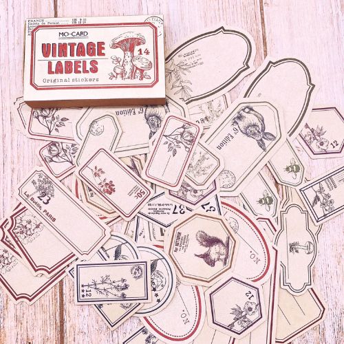 The Washi Tape Shop - 60 Piece Vintage Kraft Stickers - Kraft