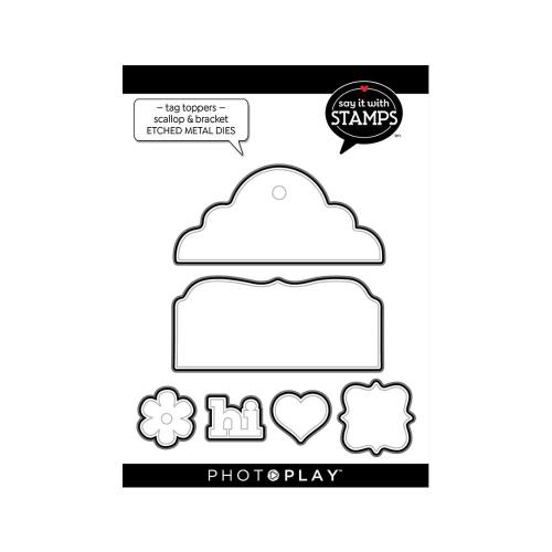 PhotoPlay - Etched Metal Dies: #PPP3828 Tag Toppers Scallop & Bracket