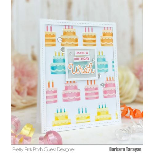 Pretty Pink Posh - Layered Birthday Cakes Stencil (4Lyr)