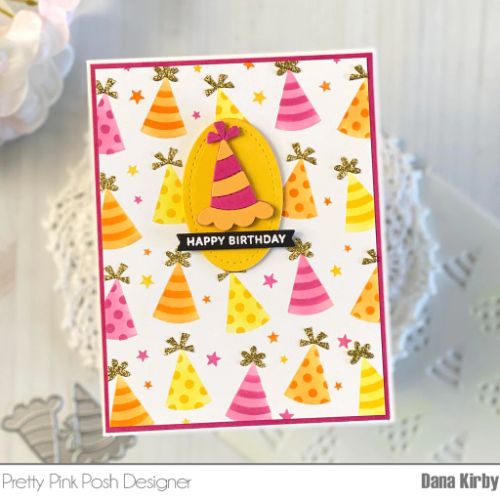 Pretty Pink Posh - Layered Party Hats Stencil (4Lyr)