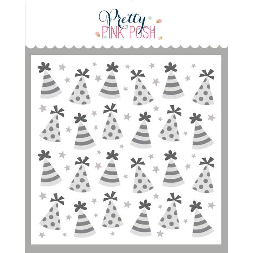 Pretty Pink Posh - Layered Party Hats Stencil (4Lyr)