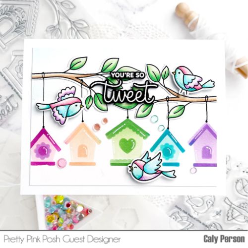 Pretty Pink Posh - Layered Birdhouses Stencil (4 Layer)