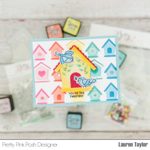Pretty Pink Posh - Layered Birdhouses Stencil (4 Layer)