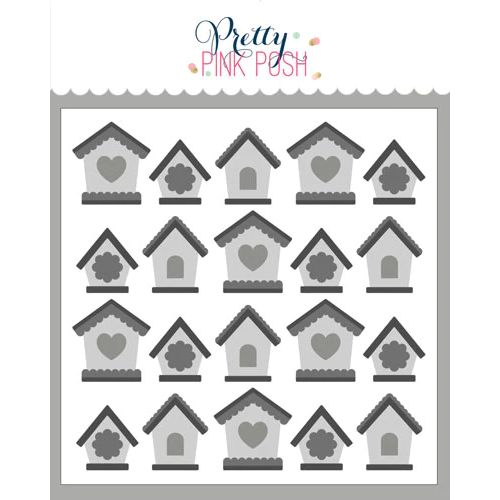 Pretty Pink Posh - Layered Birdhouses Stencil (4 Layer)