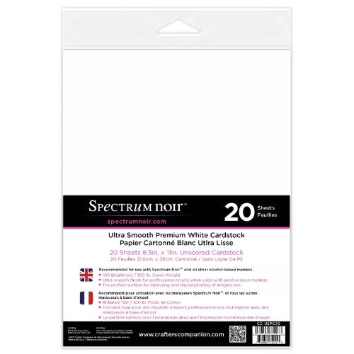Crafter's Companion Spectrum Noir Ultra Smooth Premium Cardstock 8.5"X11" 20/Pkg White