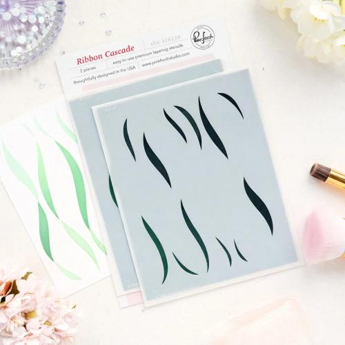 Pinkfresh Studio - Ribbon Cascade stencil