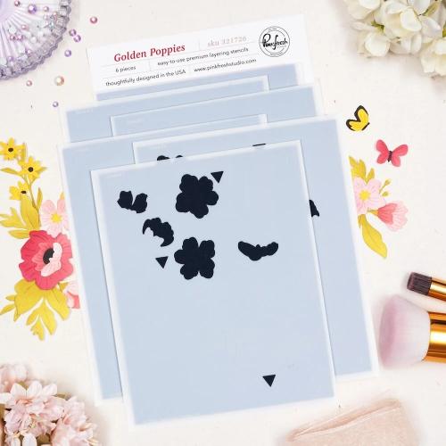 Pinkfresh Studio - Golden Poppies Stencil