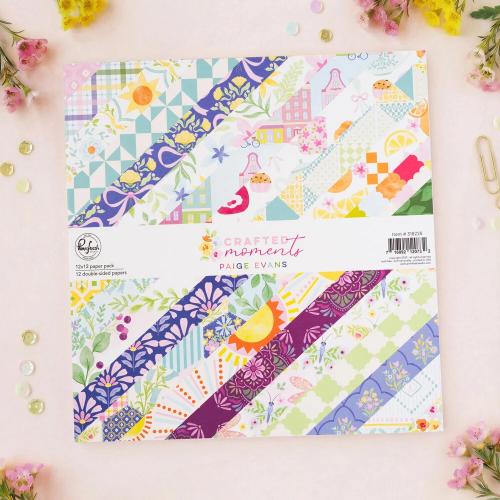 Pinkfresh Studio Crafted Moments 12x12 inch Paper Pack Double-Sided (12pcs) by Paige Evans (316226) - Postage as per Actual