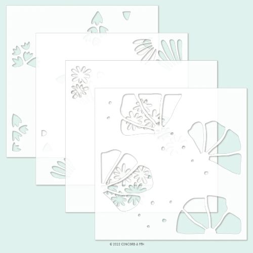 Concord & 9th - Flower Press Stencils 6 x 6 ; set of 4