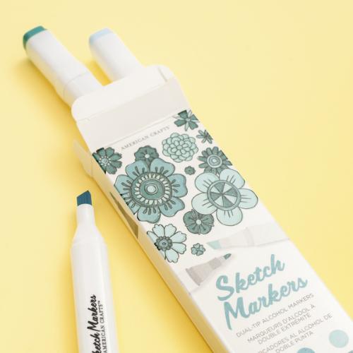 American Crafts Sketch Markers - Dual Tip Alcohol Markers (CYAN)
