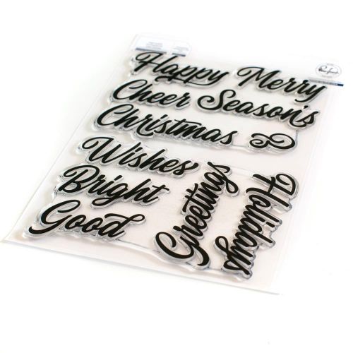 Pinkfresh Studio - Clear Stamp Set 6"X8" Brushed Sentiments Holiday