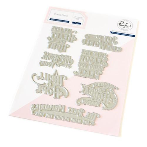 Pinkfresh Studio - Holiday Greetings Sentiments press plate