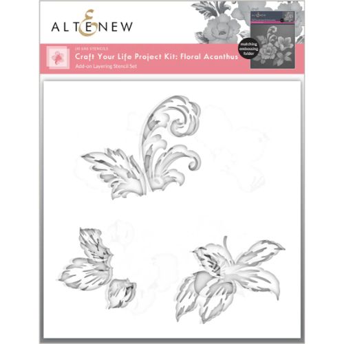 Altenew - Craft Your Life Project Kit: Floral Acanthus Add-on Layering Stencil for Embossing Folder (4 in 1)