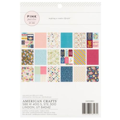American Crafts - Pink Paislee Double-Sided Paper Pad 6"X8" 36/Pkg Gold Foil, Joyful Notes