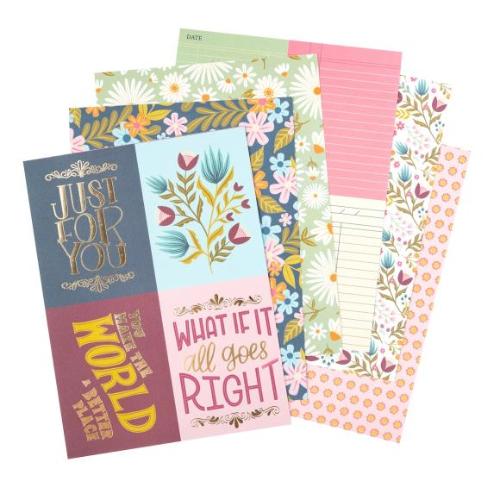 American Crafts - Pink Paislee Double-Sided Paper Pad 6"X8" 36/Pkg Gold Foil, Joyful Notes