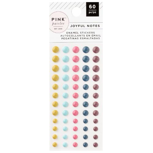 American Crafts - Pink Paislee Joyful Notes Enamel Dots 60 Pieces