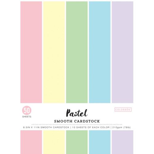 Colorbok 78lb Smooth Cardstock 8.5"X11" 50/Pkg Pastel, 5 Colors/10 Each