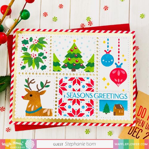 Waffle Flower - Postage Collage Christmas Stencil