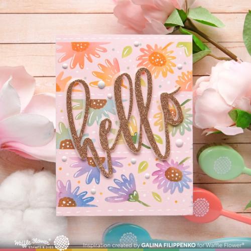 Waffle Flower - Round Floral Bookmark Duo Stencil