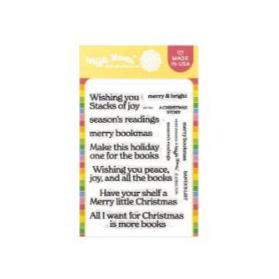 Waffle Flower - Merry Bookmas Sentiments Clear Stamp Set