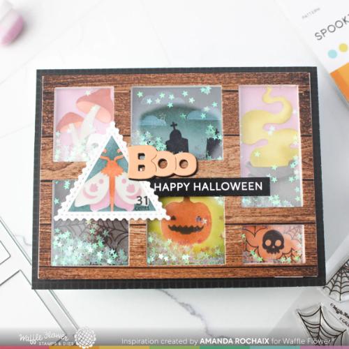 Waffle Flower - Postage Collage Spooktacular Stencil