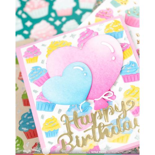 Waffle Flower - Cupcake Background Coloring Stencil