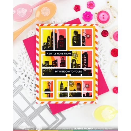Waffle Flower - Postage Collage City Sunset Stamp Set