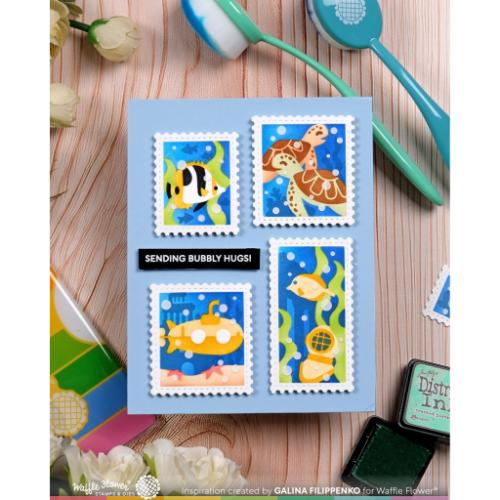Waffle Flower - Postage Collage Under the Sea Stencil