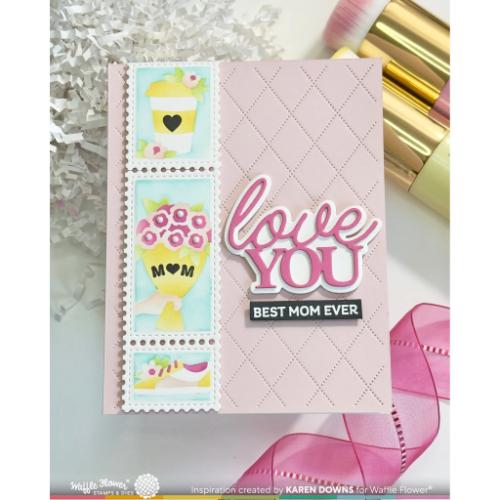 Waffle Flower - Postage Collage Mom & Dad Details Stamp Set