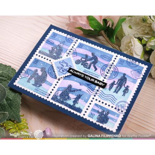 Waffle Flower - Postage Collage Dad Silhouettes Stamp Set