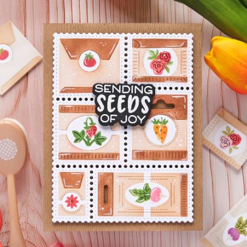 Waffle Flower - Postage Collage Seeds Stencil