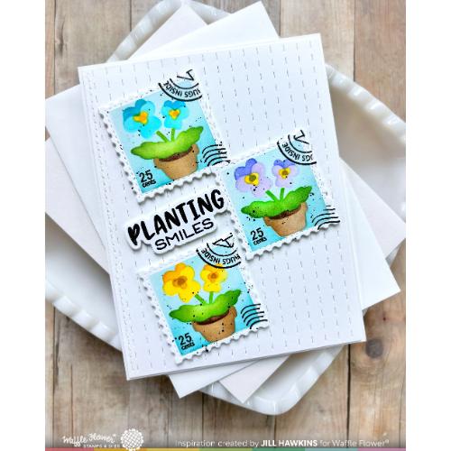 Waffle Flower - Square Postage - Pansy Stencil
