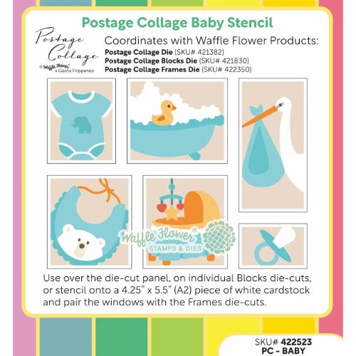 Waffle Flower - Postage Collage Baby Stencil