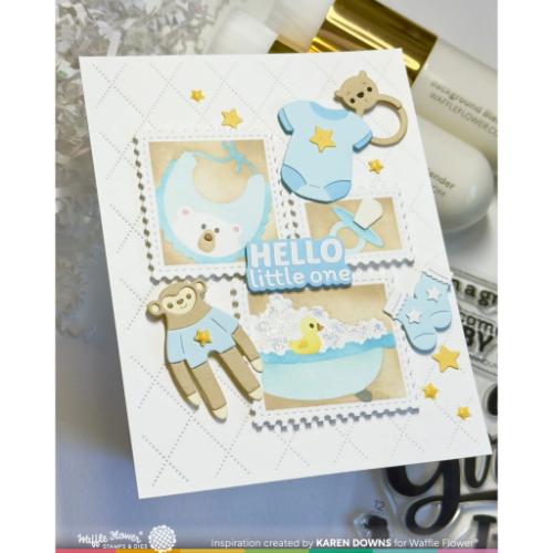 Waffle Flower - Postage Collage Baby Stencil