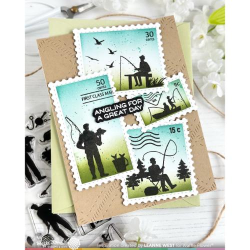 Waffle Flower - Postage Collage Fishing Silhouettes Stamp Set
