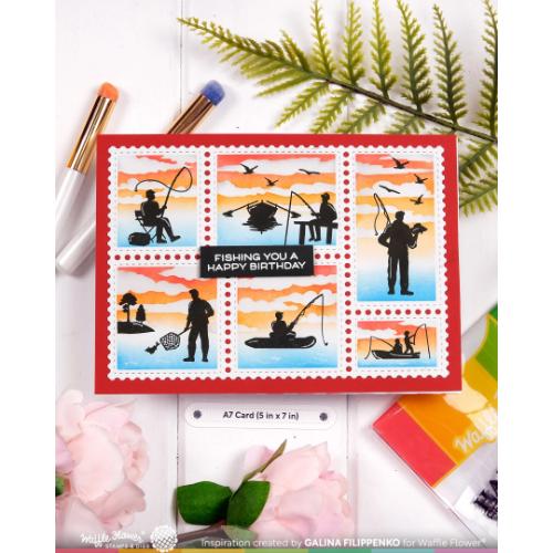 Waffle Flower - Postage Collage Fishing Silhouettes Stamp Set