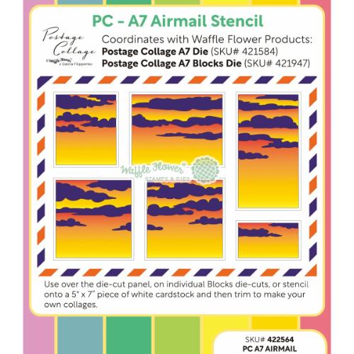 Waffle Flower - Postage Collage A7 Airmail Stencil