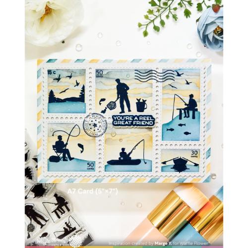 Waffle Flower - Postage Collage A7 Airmail Stencil