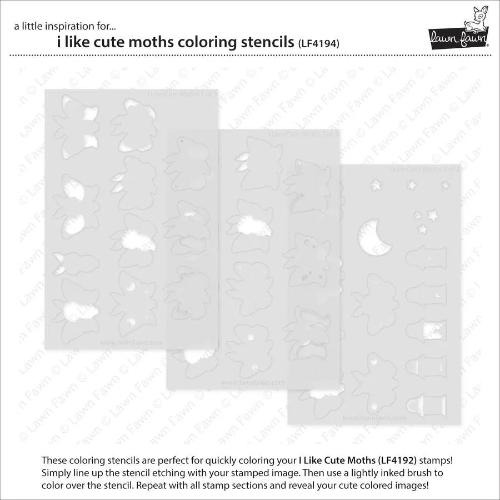 Lawn Fawn - Lawn Clippings - I Like Cute Moths Coloring Stencils